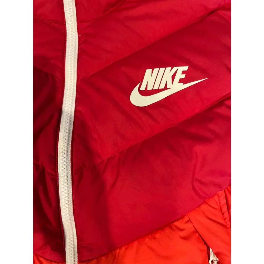 Nike Sportswear Windrunner Down Puffer Vest Red Orange Men’s Large L Colorblock